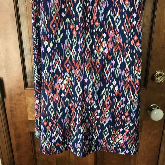 Harlow & Rose Navy Blue w/Multi-Color Abstract Pullover Tee Dress Medium - Picture 9 of 10